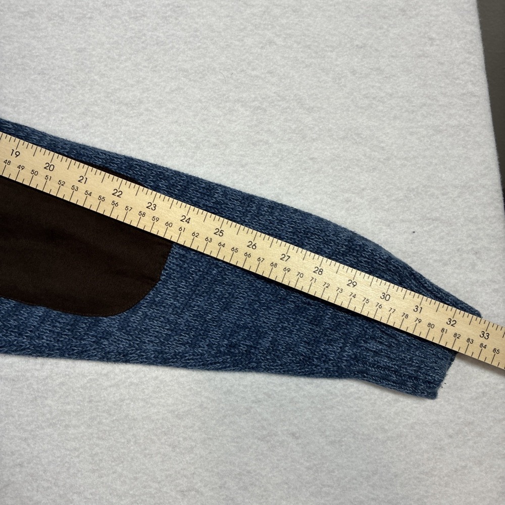 Chaps Sweater Blue Preppy Fisherman Elbow Patches Grandpa Academia Thick Mens XL - Picture 13 of 13